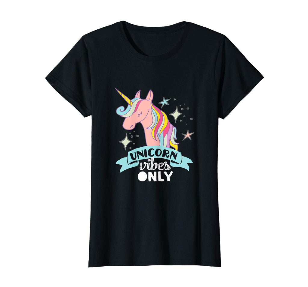 Funny Unicorn Vibes Only T-shirt With Rainbow Sparkles