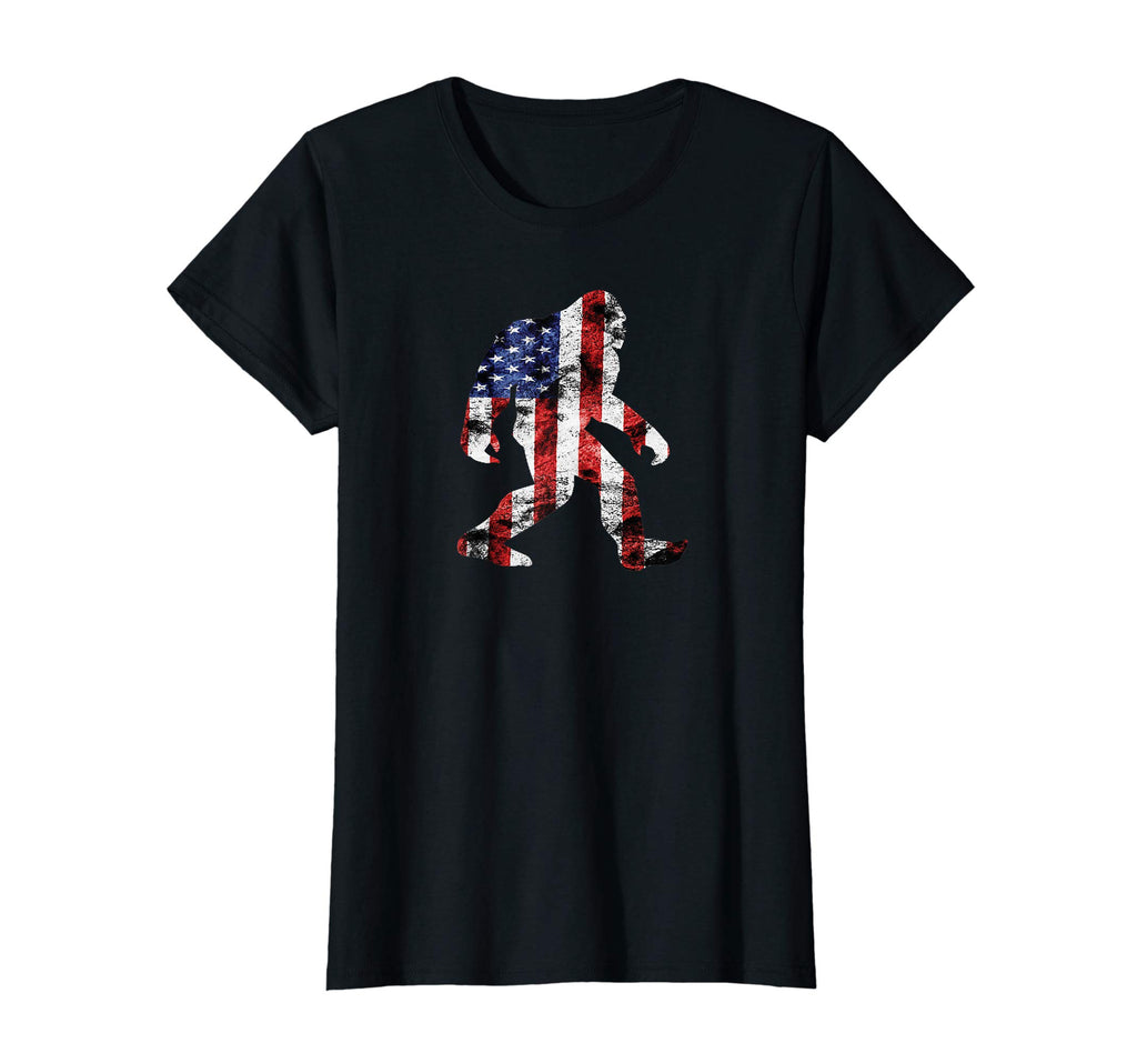 American Flag Bigfoot T-Shirt, Funny 4th of July Sasquatch