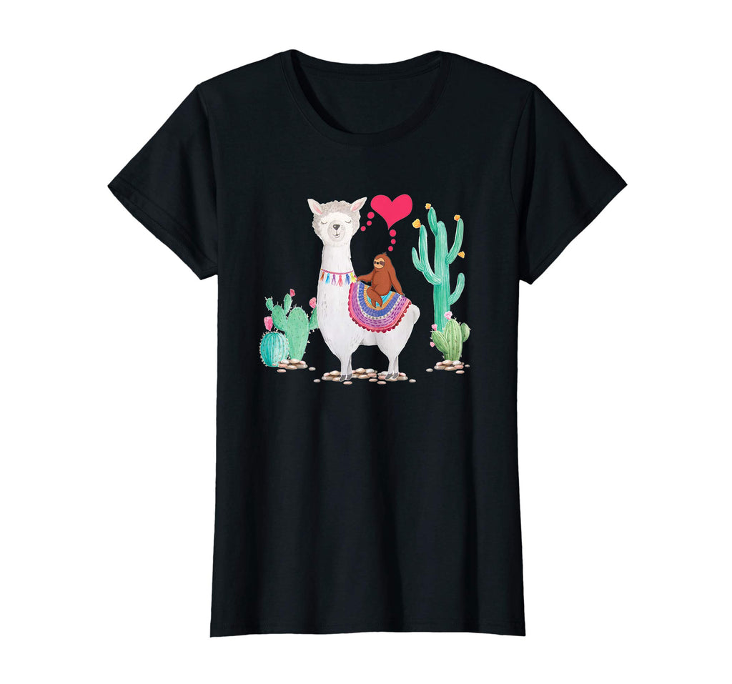 Sloth Riding Llama Tshirt Funny Valentines Day Gift