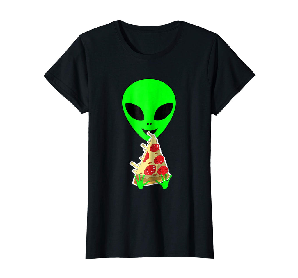 Alien Pizza T-Shirts Funny Alien Eating Pizza T-Shirts