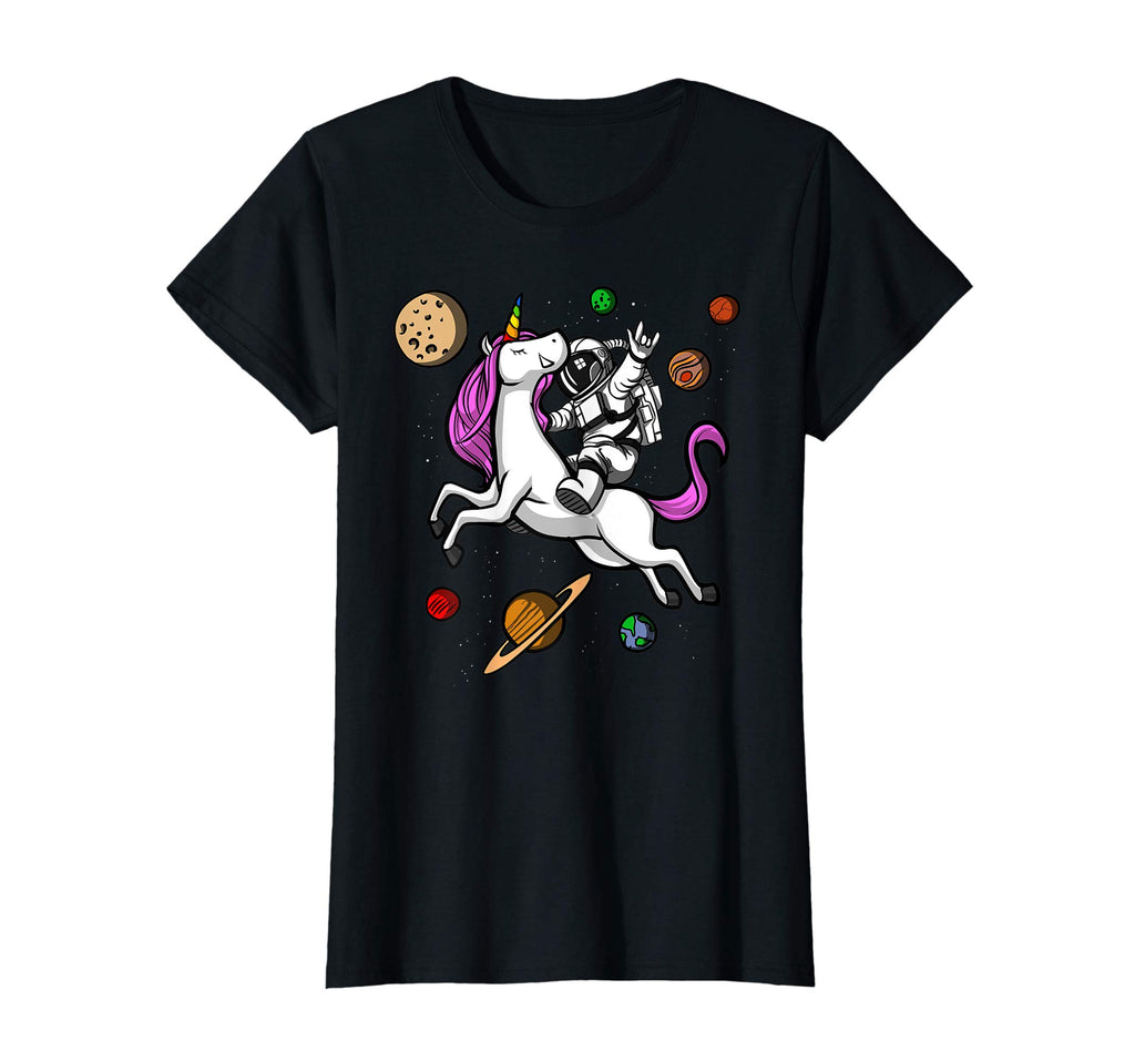 Astronaut Riding Unicorn Funny Space Boys Girls T-Shirt