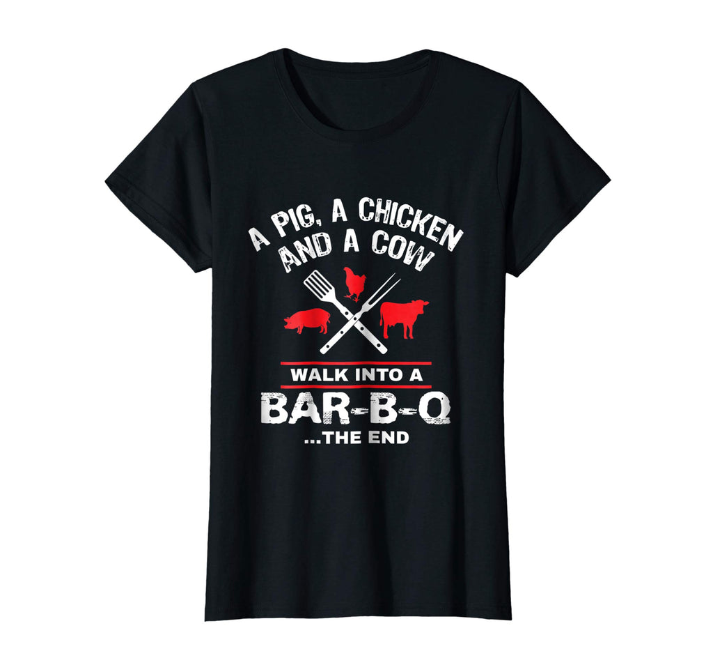 A Pig Chicken Cow Walk Into A Bar Funny BBQ Grilling Shirt