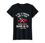 A Pig Chicken Cow Walk Into A Bar Funny BBQ Grilling Shirt