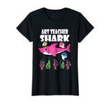 Baby Sharks &amp; Lovely Art Teacher Shark Funny Cool Tshirt