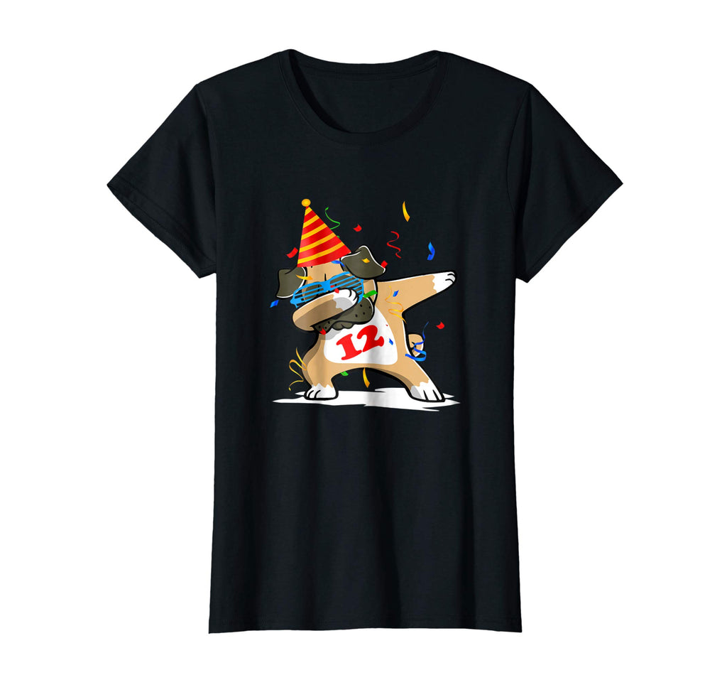 12th Birthday Pug Dabbing Funny Gift for Boys, Girls Tshirt