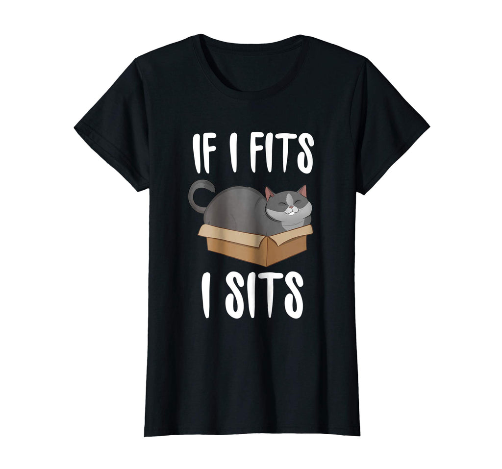 If I Fits I Sits Cat Meme Shirt Funny Cat In A Boxt T-shirt