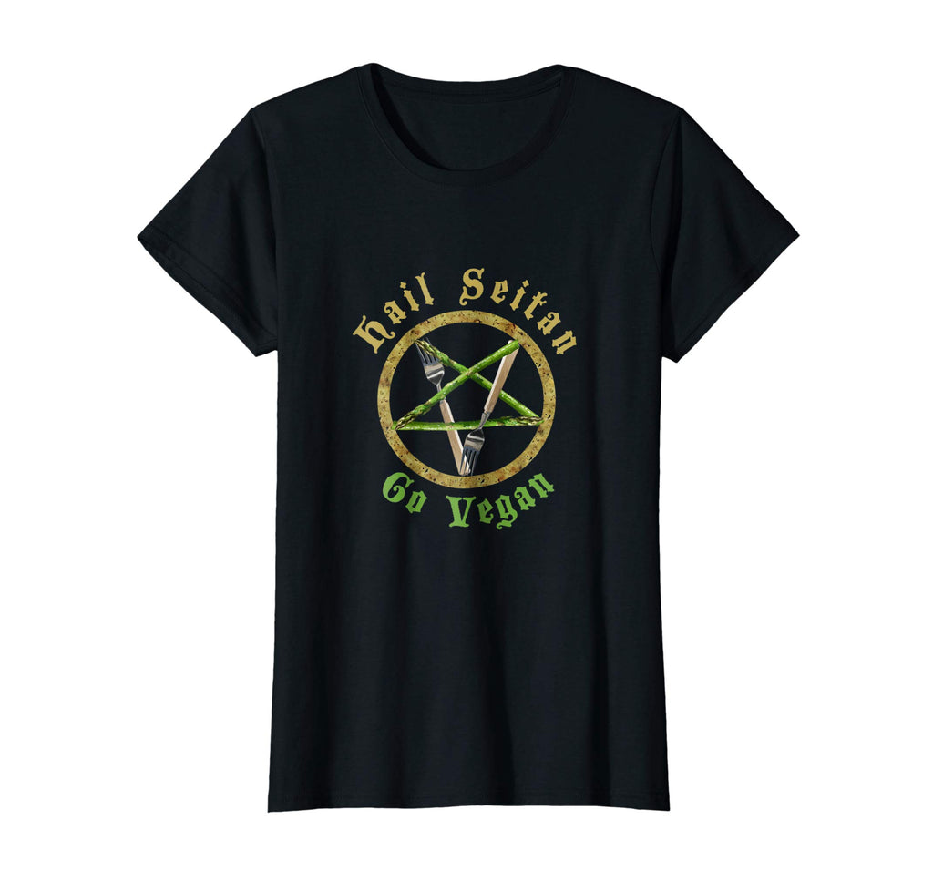 &quot;Hail Seitan Go Vegan&quot; Funny Vegan T Shirt - Men &amp; Women