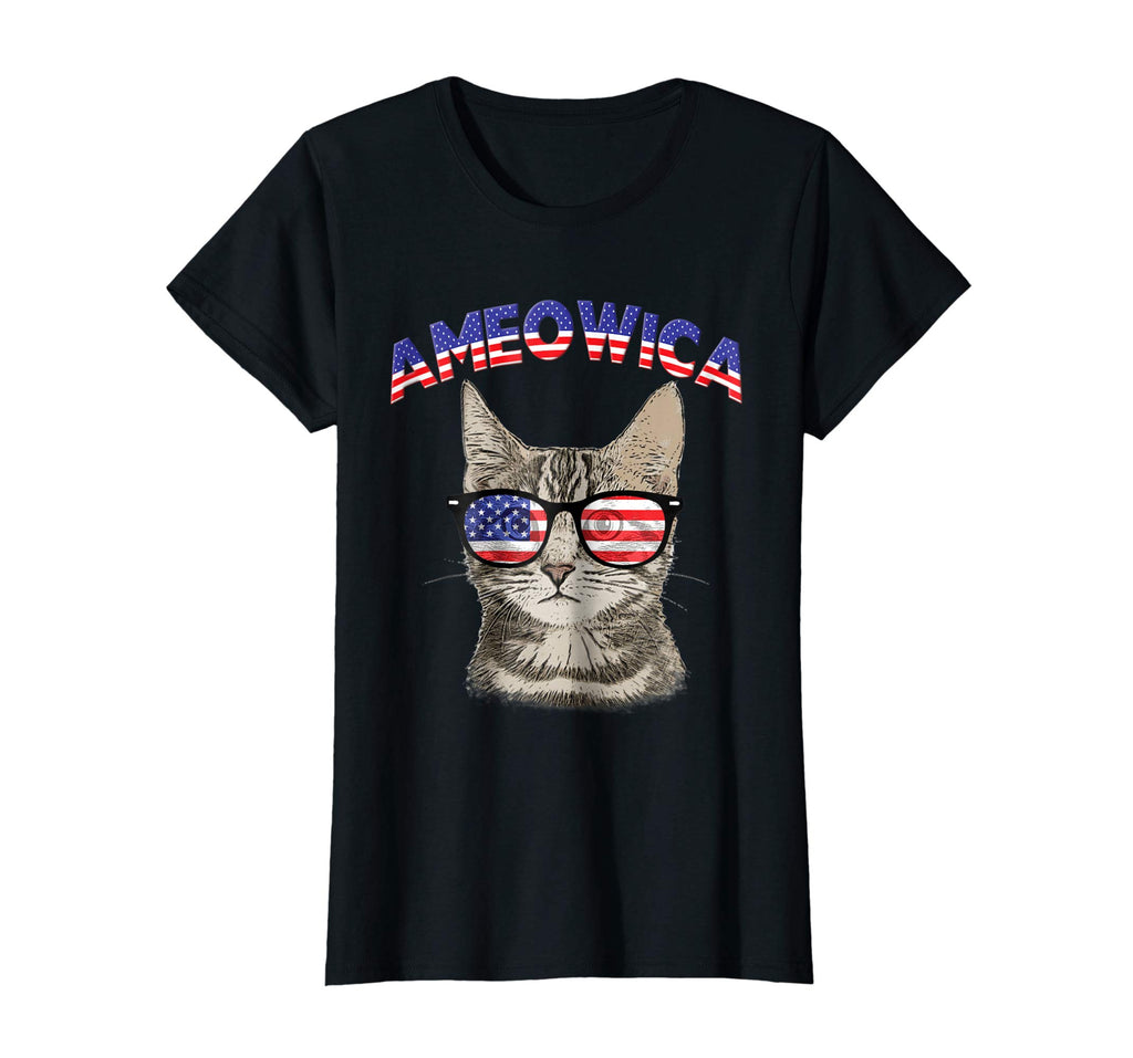 Ameowica USA Cat Kitten Patriotic Sunglasses Funny T-Shirt