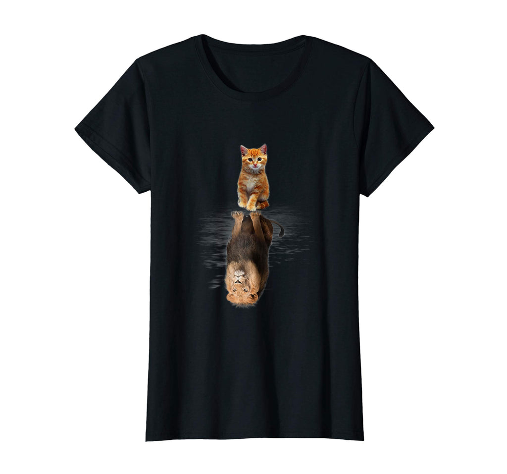 Funny Cat Tee shirt, Kitten Cat and Lion Mirror T-shirt
