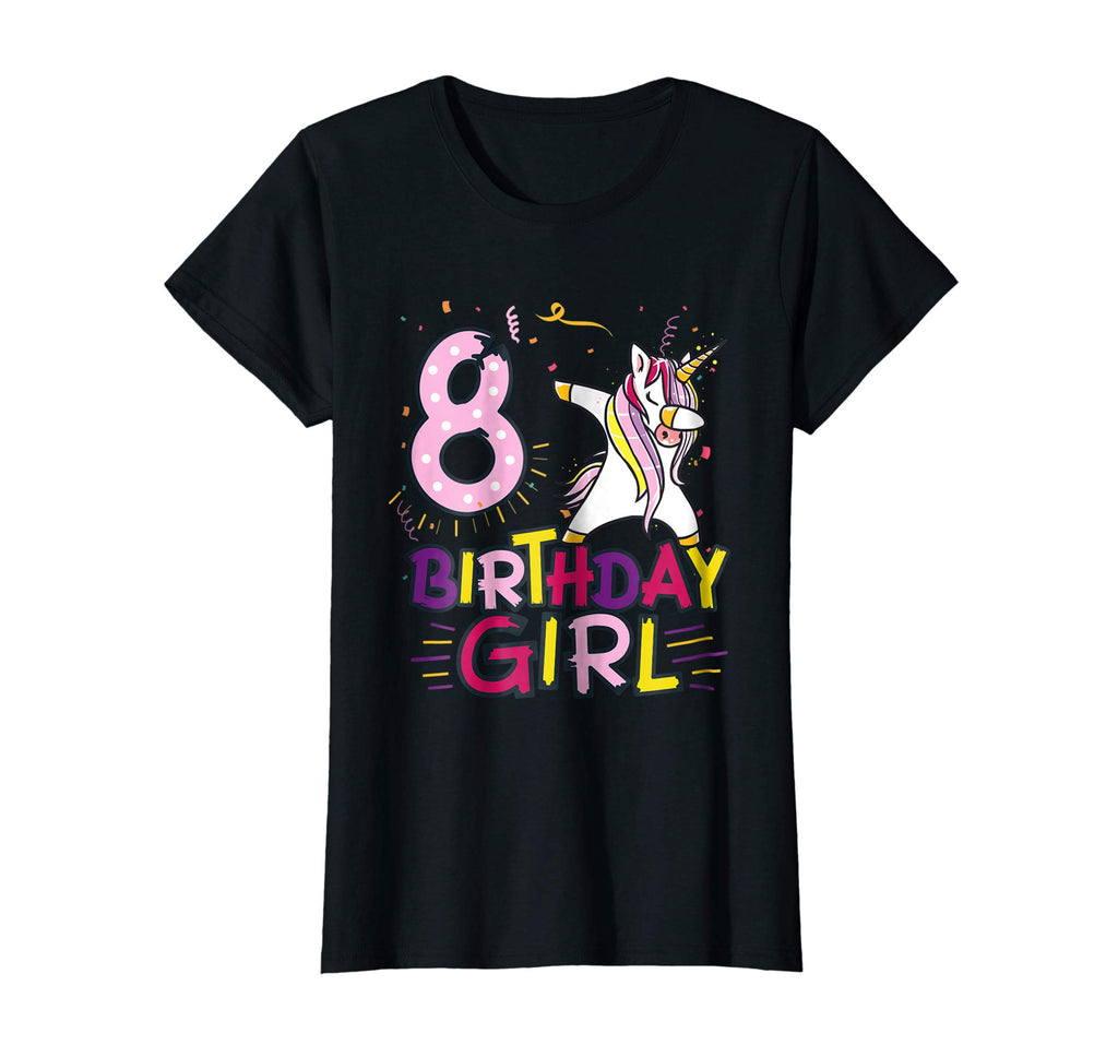 Funny Birthday Gift 8 year old Girl Dabbing Unicorn T-Shirt