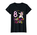 Funny Birthday Gift 8 year old Girl Dabbing Unicorn T-Shirt