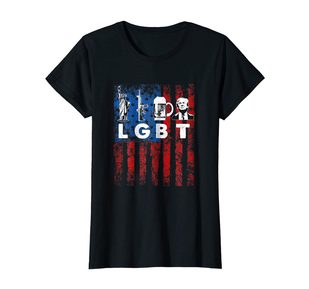 Funny LGBT Parody Liberty Guns Beer Trump Shirt USA Gift