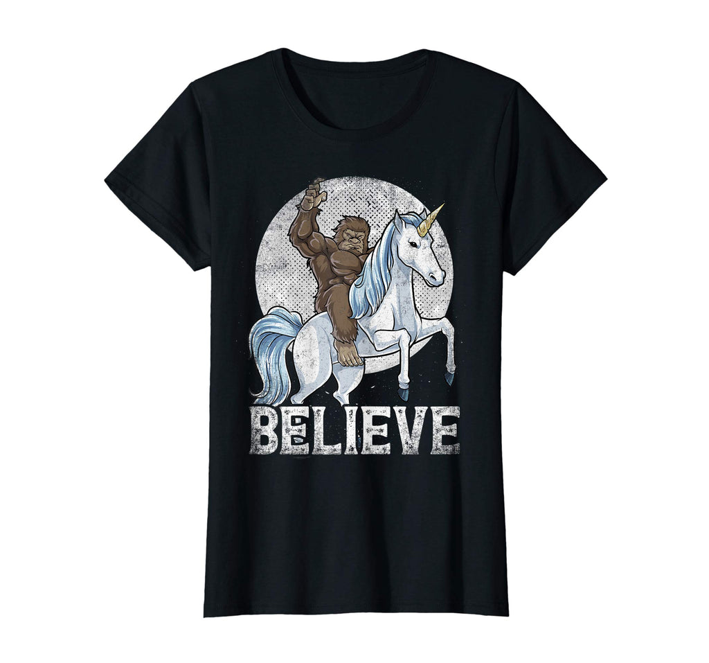 Bigfoot Riding Unicorn T Shirt Funny Sasquatch Vintage Tees