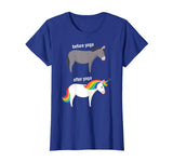 Before and After Yoga Funny Unicorn illustration T-Shirt