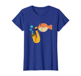Blow Fish Playing Saxophone Music Funny Novelty T-Shirt