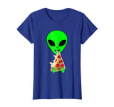 Alien Pizza T-Shirts Funny Alien Eating Pizza T-Shirts