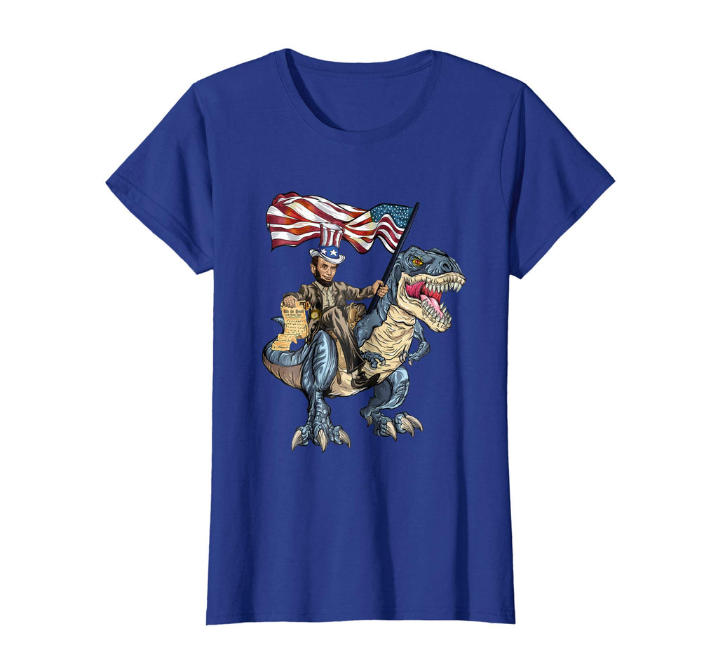Abe Lincoln Murica T- Rex Shirt Funny 4th Of July USA Flag
