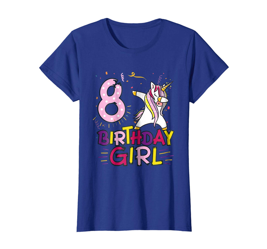 Funny Birthday Gift 8 year old Girl Dabbing Unicorn T-Shirt