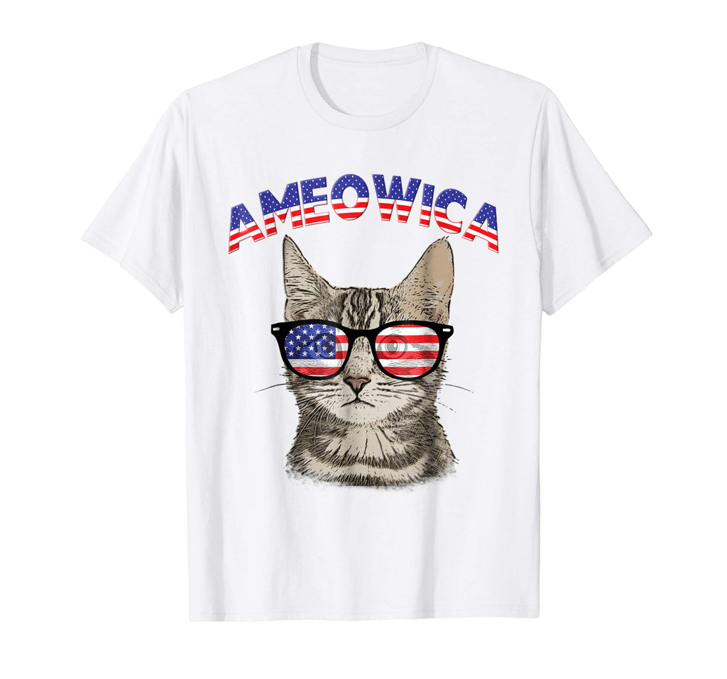 Ameowica USA Cat Kitten Patriotic Sunglasses Funny T-Shirt