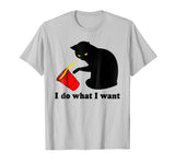 Do What I Want Black Cat Red Cup Funny Graphic T-Shirt