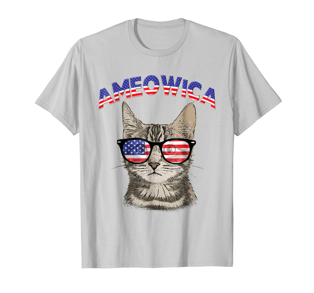 Ameowica USA Cat Kitten Patriotic Sunglasses Funny T-Shirt