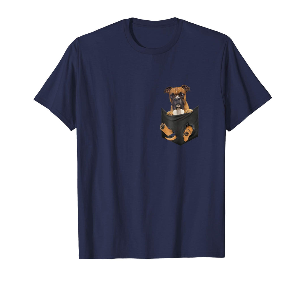 Boxer Inside Pocket Funny T-Shirt Lover Dog Cute Gift Tee