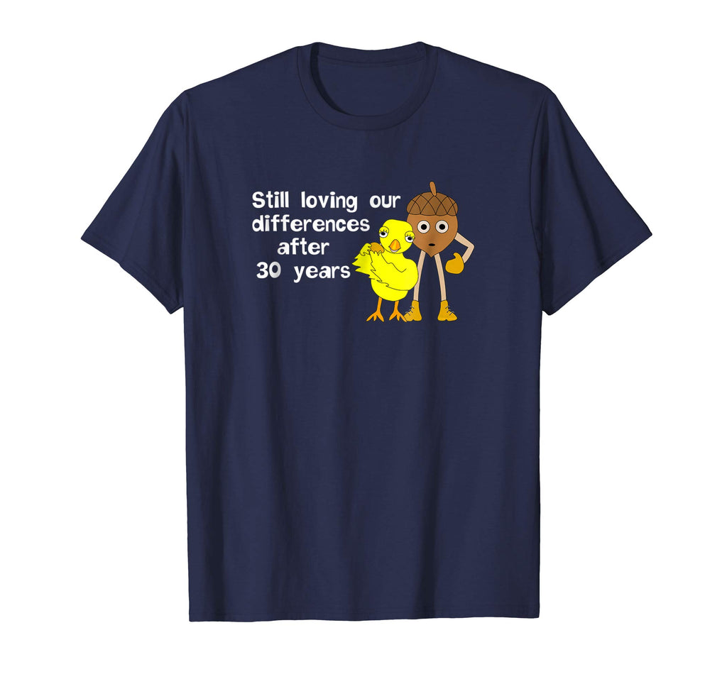 30th Anniversary Funny Chick and Nut T-Shirt White Text