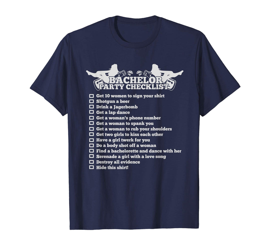 Bachelor Party Checklist Shirt - Funny Groom Shirt for Men