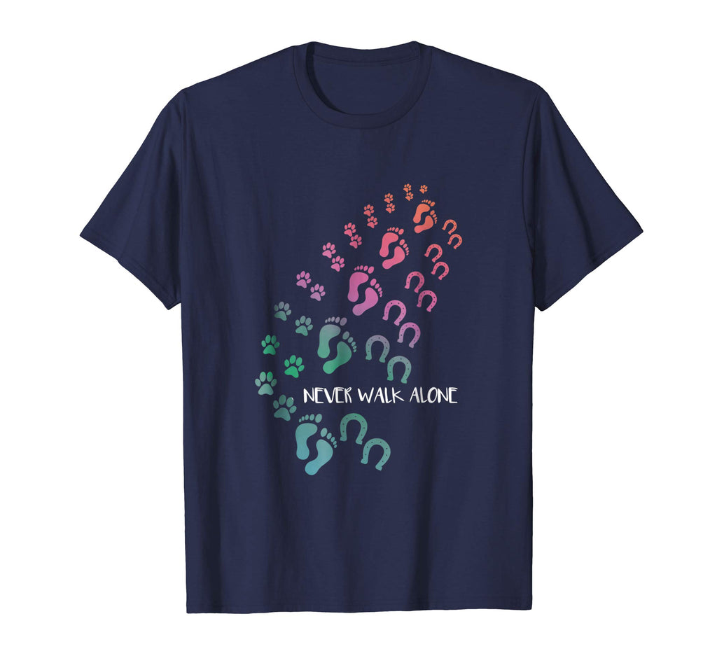Never Walk Alone Human Dog Horse Are Friends Funny T-Shirt