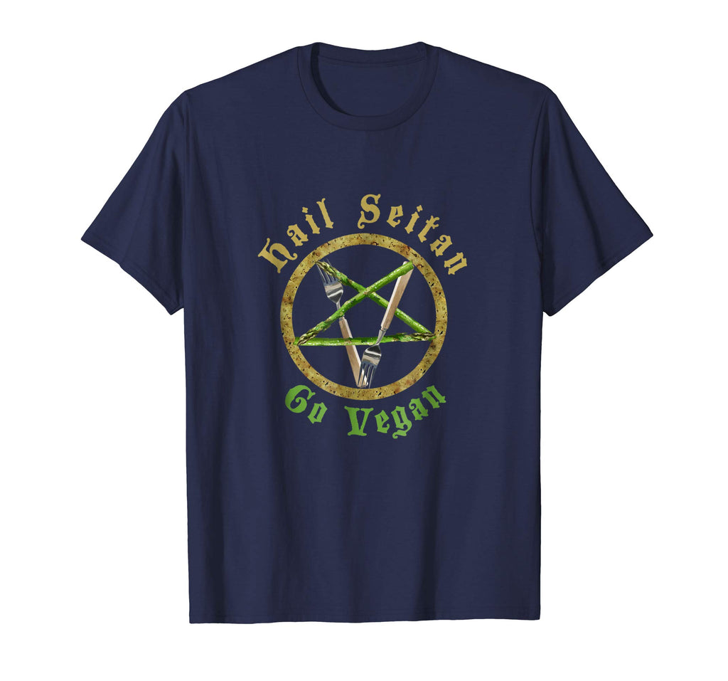 &quot;Hail Seitan Go Vegan&quot; Funny Vegan T Shirt - Men &amp; Women