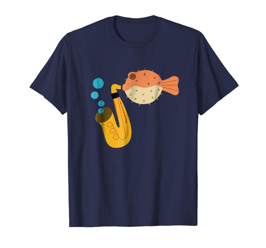 Blow Fish Playing Saxophone Music Funny Novelty T-Shirt