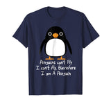 Funny Penguin T Shirt Cool I can't fly animal love gift tee