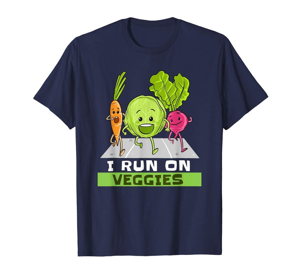 I Run On Veggies T-Shirt Funny Vegan Vegetarian Runner Gift