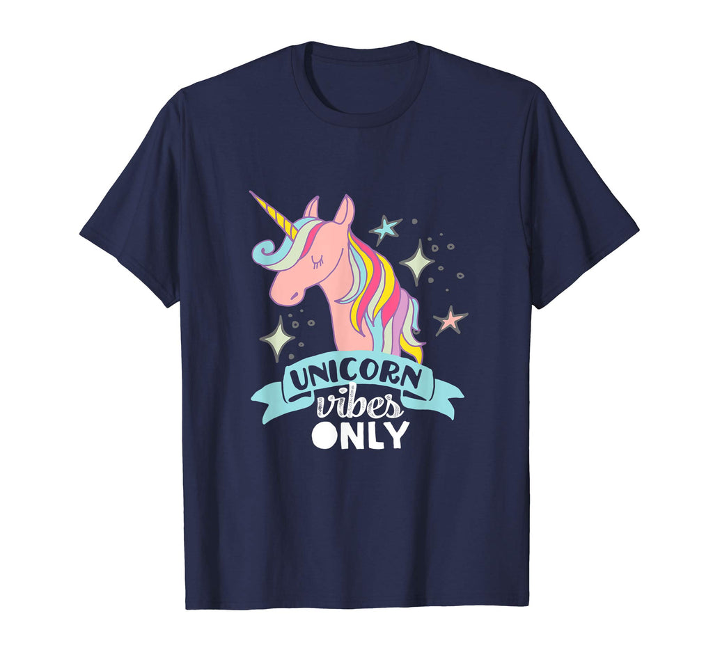 Funny Unicorn Vibes Only T-shirt With Rainbow Sparkles