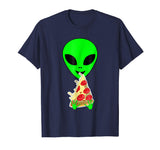 Alien Pizza T-Shirts Funny Alien Eating Pizza T-Shirts