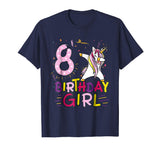 Funny Birthday Gift 8 year old Girl Dabbing Unicorn T-Shirt