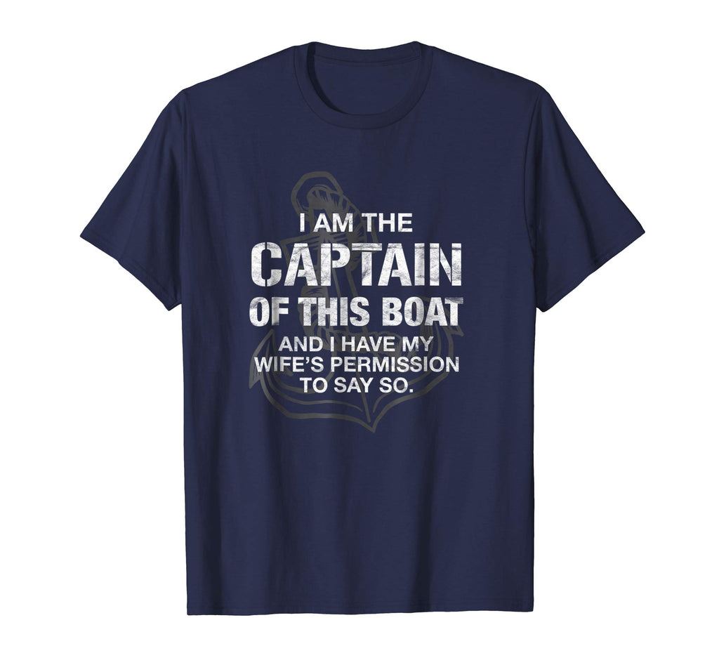 Mens I am The Captain of This Boat Funny Boating T-Shirt
