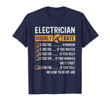 Funny Electrician Gifts - Electrician Hourly Rate T-Shirt