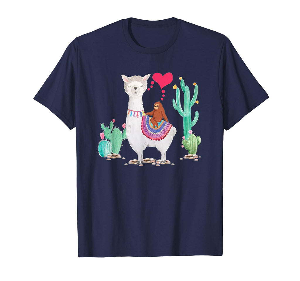 Sloth Riding Llama Tshirt Funny Valentines Day Gift
