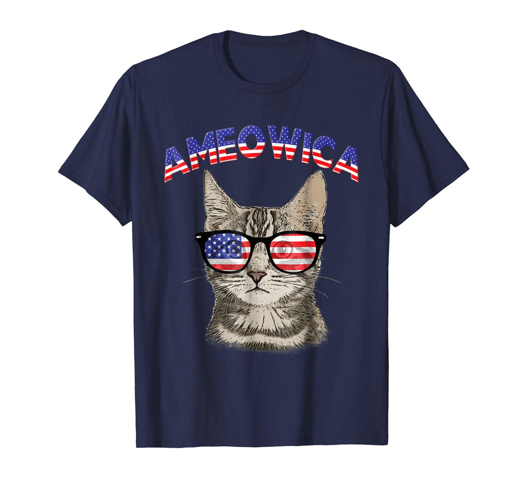 Ameowica USA Cat Kitten Patriotic Sunglasses Funny T-Shirt