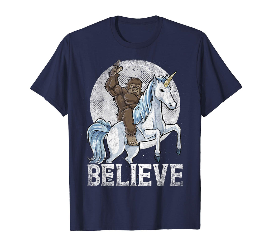 Bigfoot Riding Unicorn T Shirt Funny Sasquatch Vintage Tees