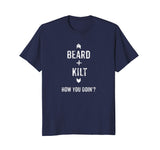 Beard Kilt Funny Scottish Distressed T-Shirt