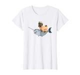 Captain Pug riding a Narwhal T-shirt Funny Pug Shirt