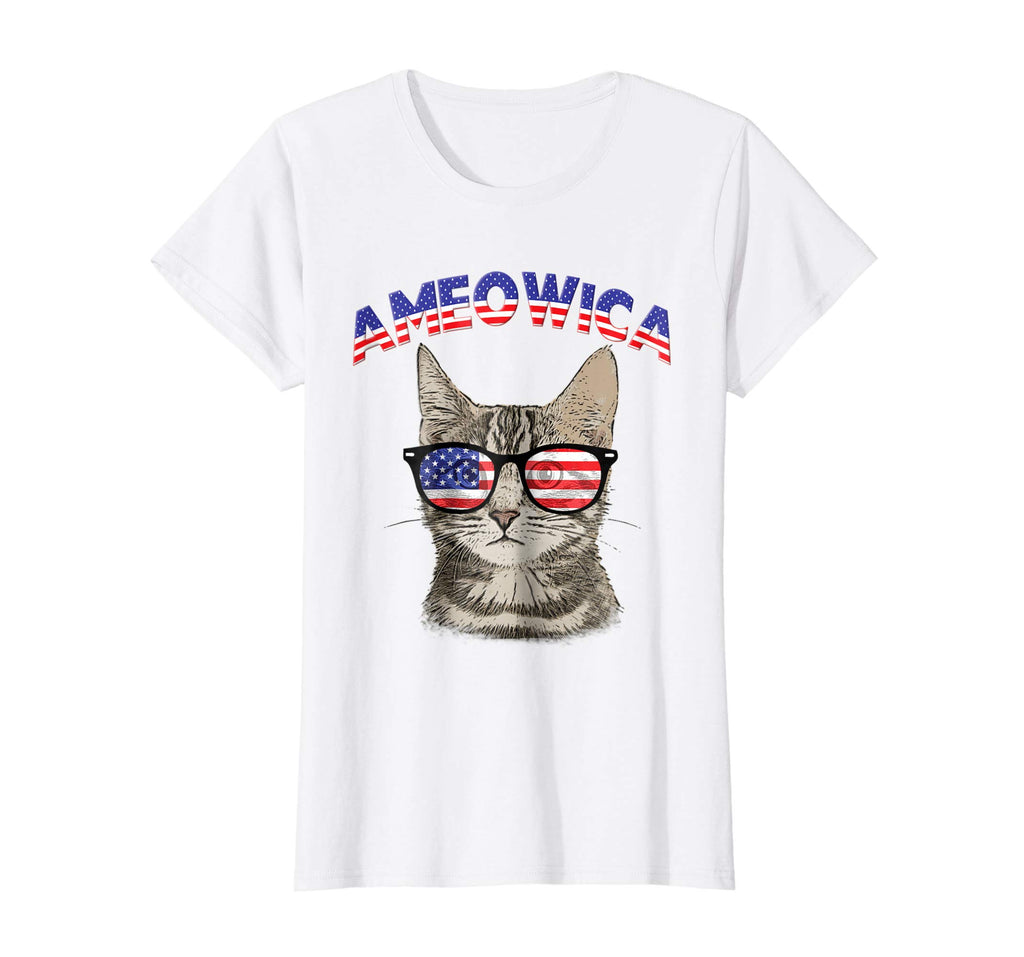 Ameowica USA Cat Kitten Patriotic Sunglasses Funny T-Shirt