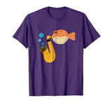 Blow Fish Playing Saxophone Music Funny Novelty T-Shirt