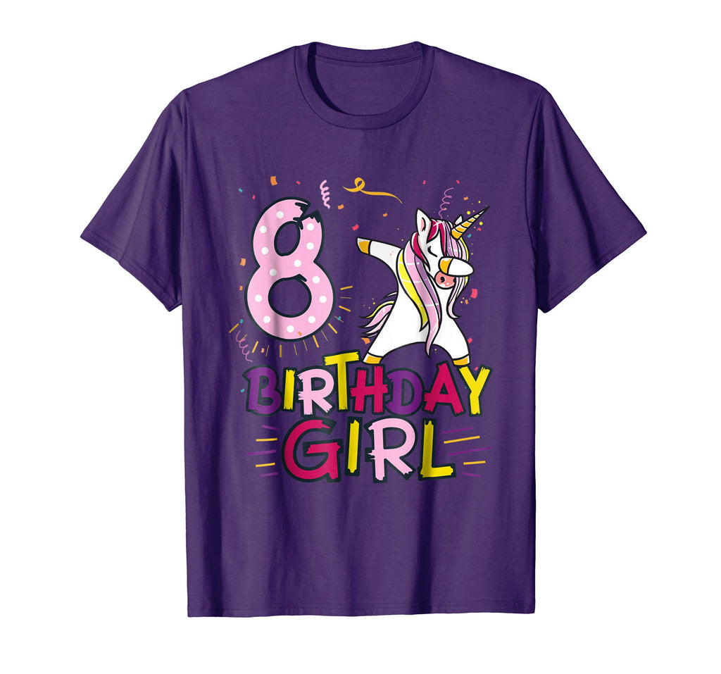 Funny Birthday Gift 8 year old Girl Dabbing Unicorn T-Shirt