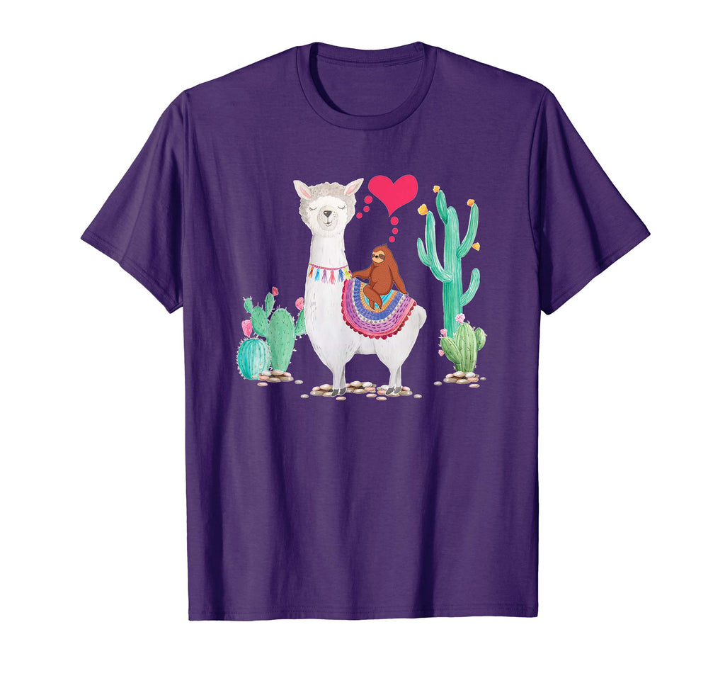 Sloth Riding Llama Tshirt Funny Valentines Day Gift