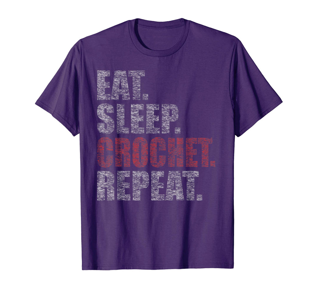 Eat Sleep Crochet Repeat Funny Retro T-Shirt