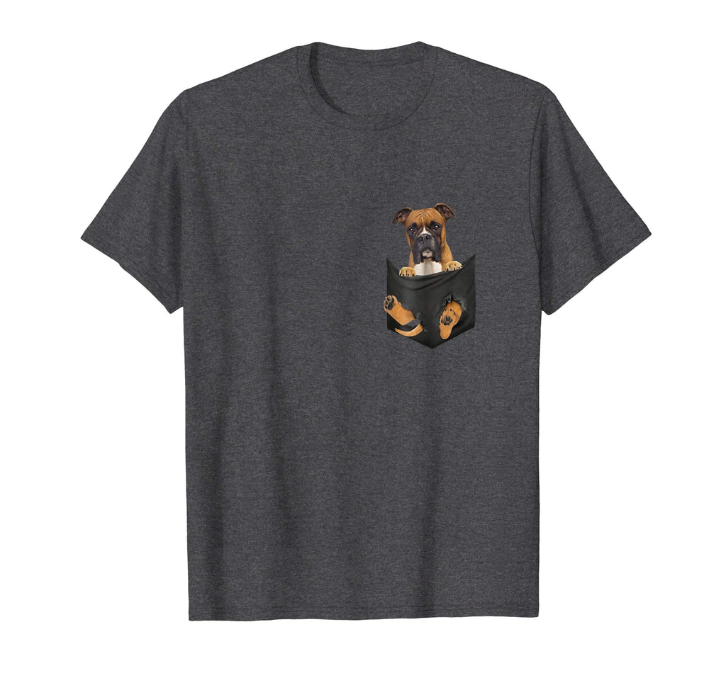 Boxer Inside Pocket Funny T-Shirt Lover Dog Cute Gift Tee