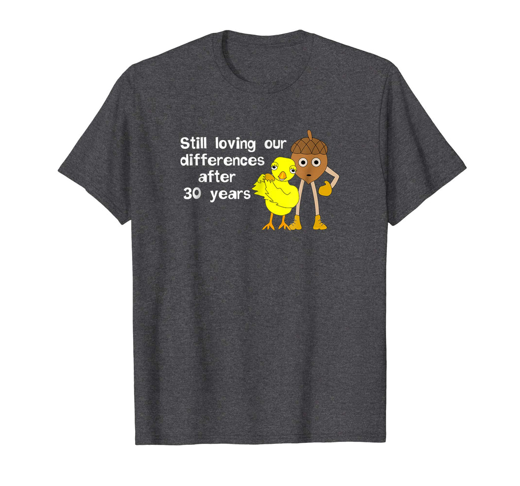 30th Anniversary Funny Chick and Nut T-Shirt White Text